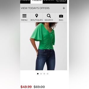 WHBM Matte Jersey Ruched Front Top NWT